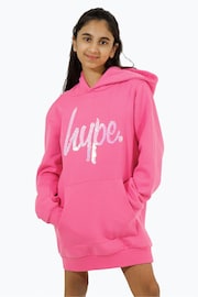 Hype. Girls Pink Leopard Hoodie Dress - Image 1 of 10