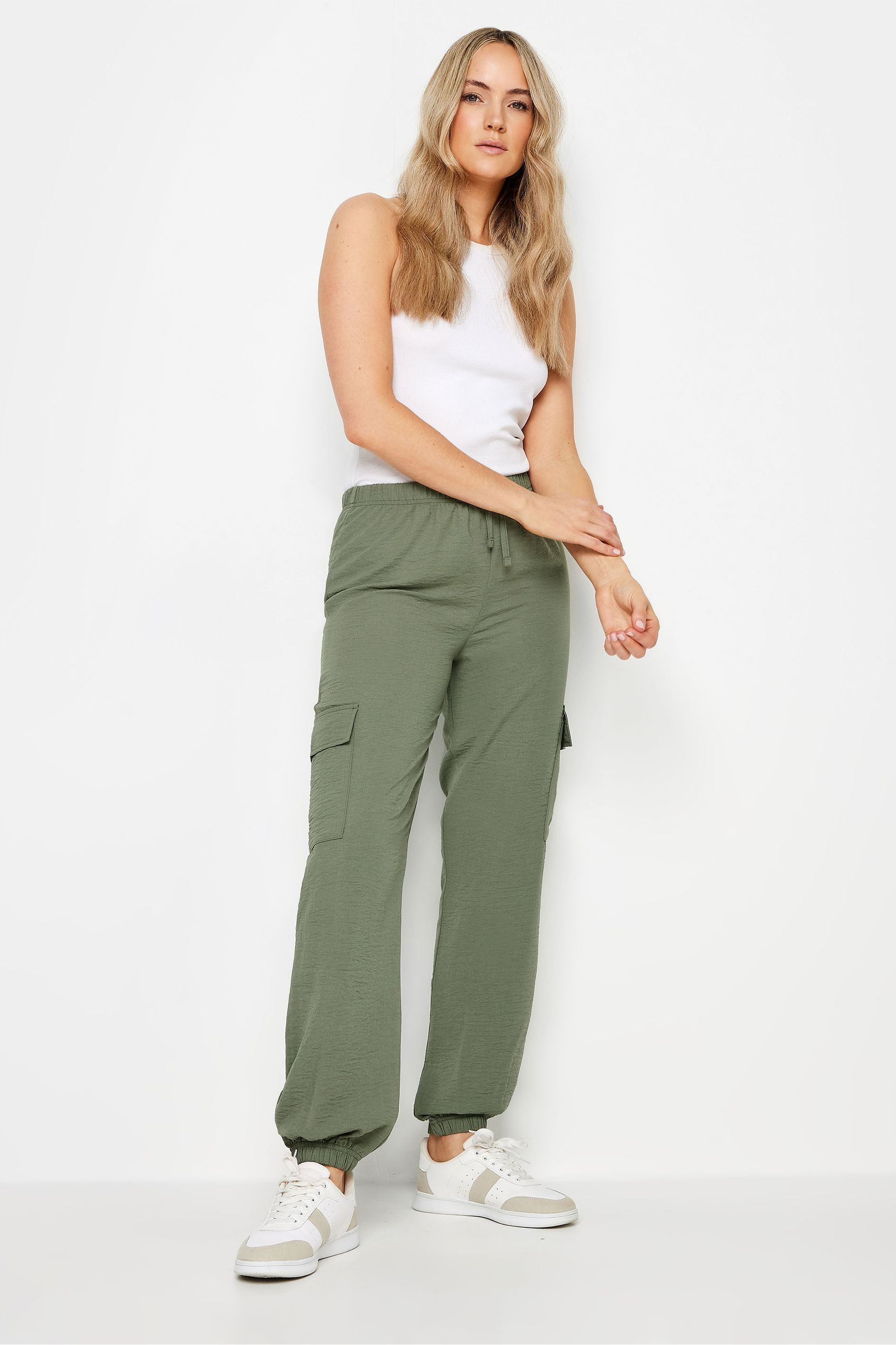 Buy Long Tall Sally Green Crepe Cuffed Cargo Joggers from the Next UK online shop