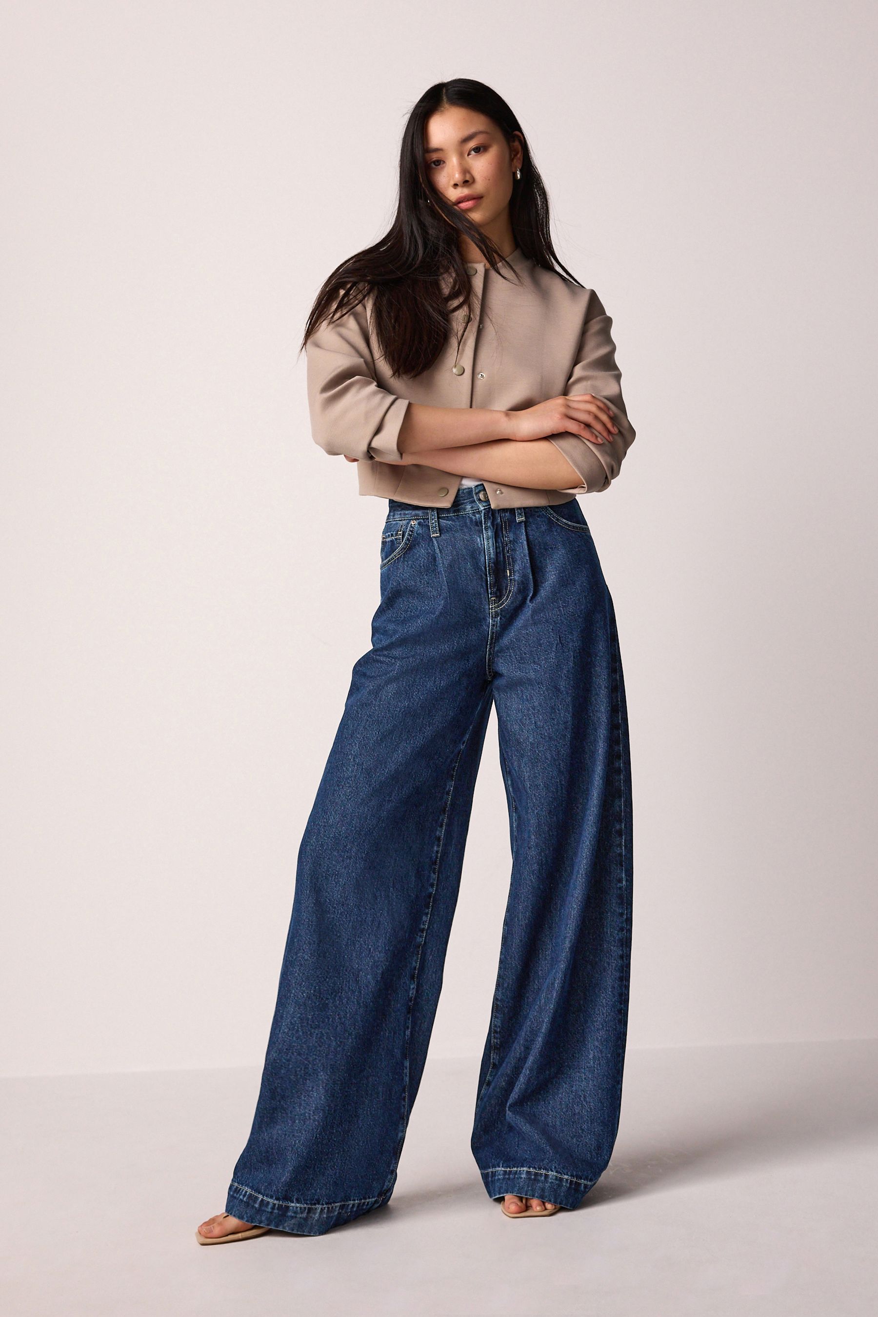 Rinse Wash Palazzo Wide Leg 100 Cotton Jeans