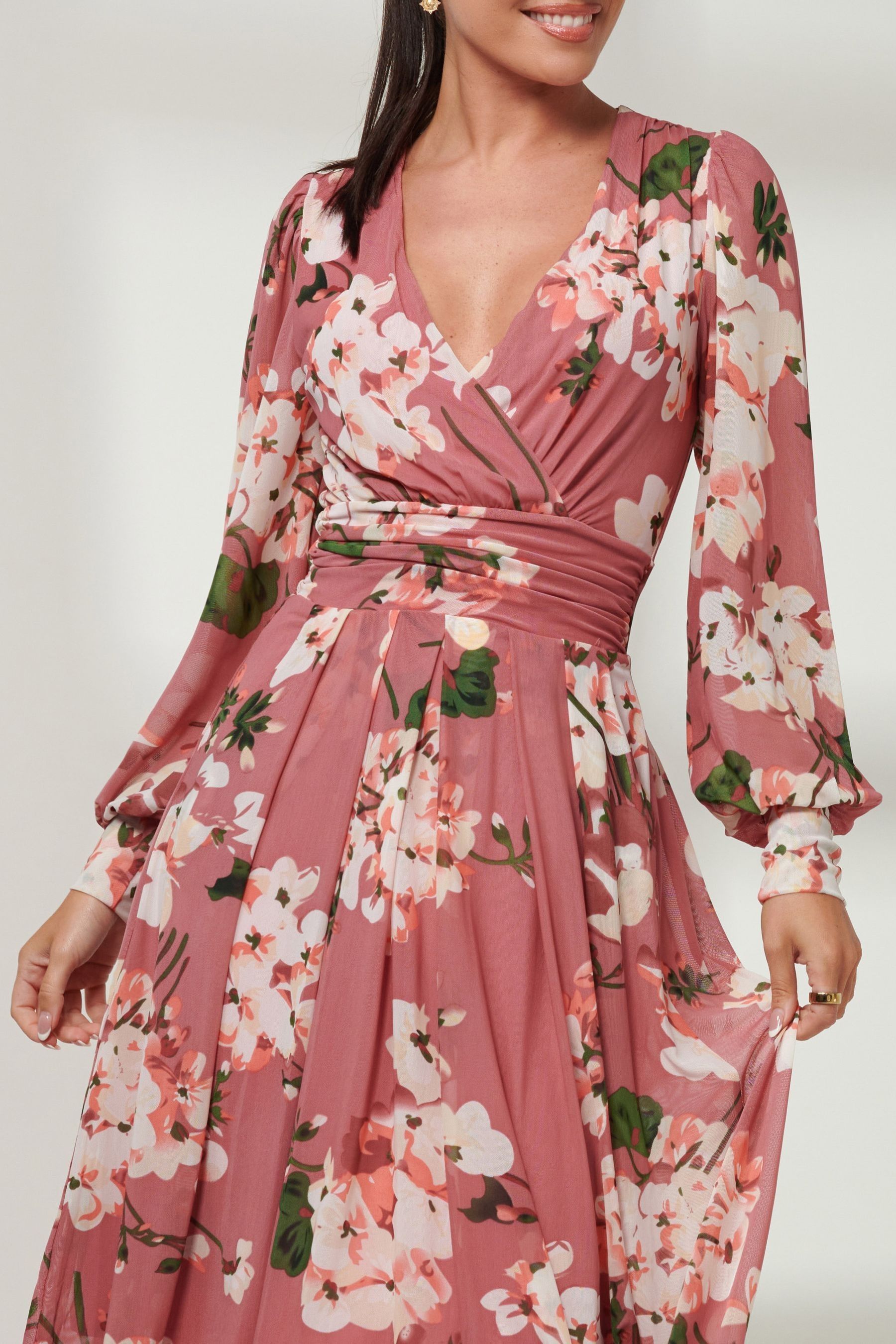 Pink wrap around dress outlet