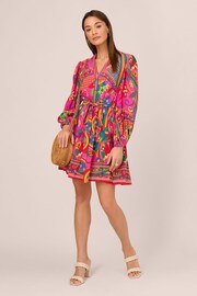 Adrianna Papell Pink Printed Short Dress - Image 3 of 7