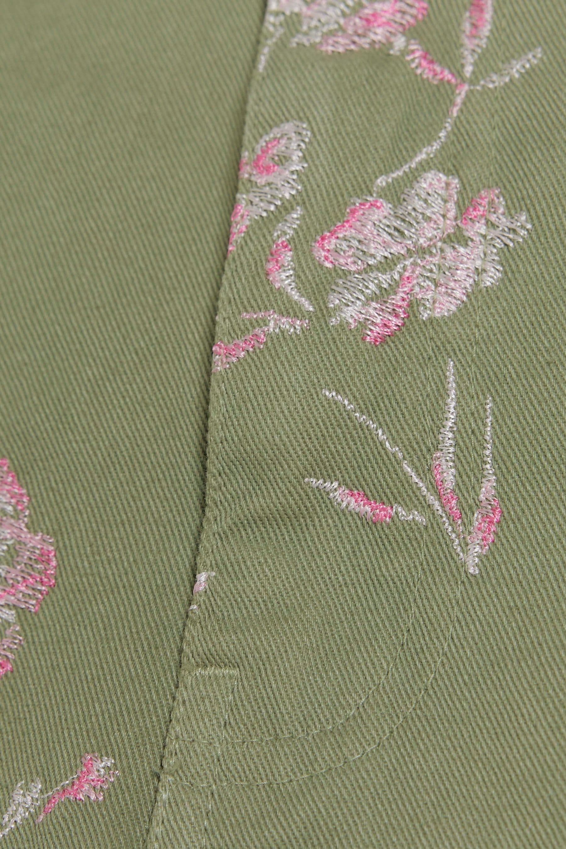 Khaki embroidered skirt top