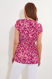 Joe Browns Pink Animal Print Mock Wrap Cap Sleeve Top - Image 3 of 5