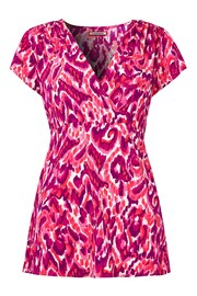 Joe Browns Pink Animal Print Mock Wrap Cap Sleeve Top - Image 5 of 5