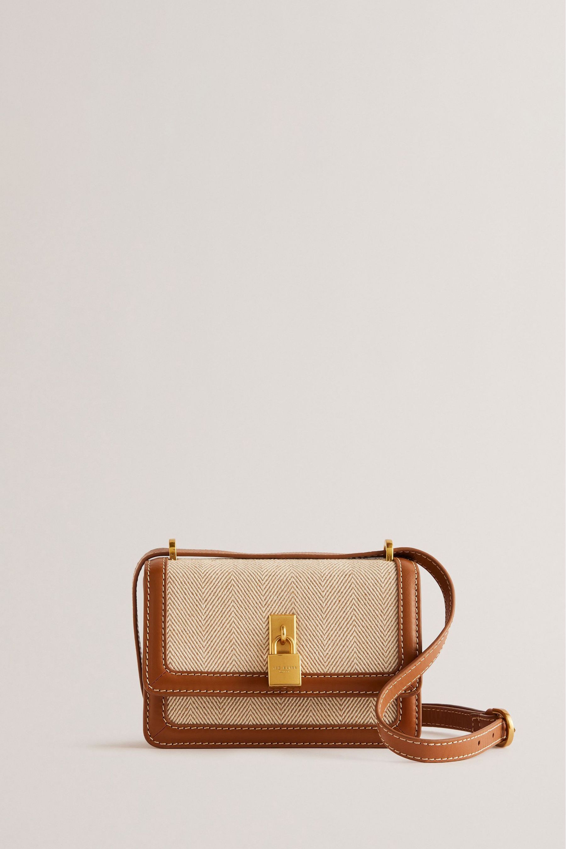 Buy Ted Baker Brown Mini Fitzrov Padlock Canvas Cross Body Bag from Next Luxembourg