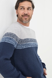 FatFace Hinton Navy Chest Stripe Crew Neck Jumper - Image 4 of 5