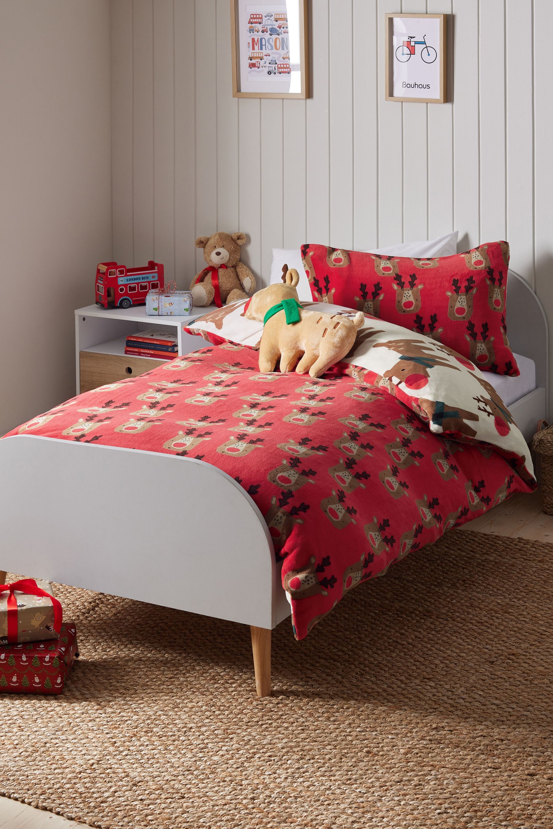 NEXT Fleece Rudolph Christmas Duvet Cover and Pillowcase Set