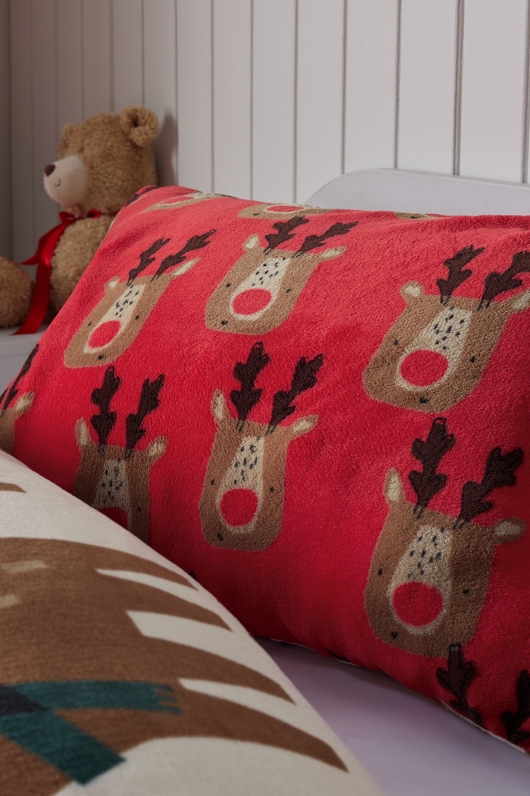 Fleece Rudolph Fleece Rudolph Christmas Duvet Cover and Pillowcase Set