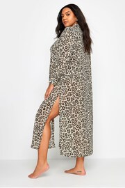 Yours Curve Animal Longline Leopard Print Beach Shirt - Image 3 of 5