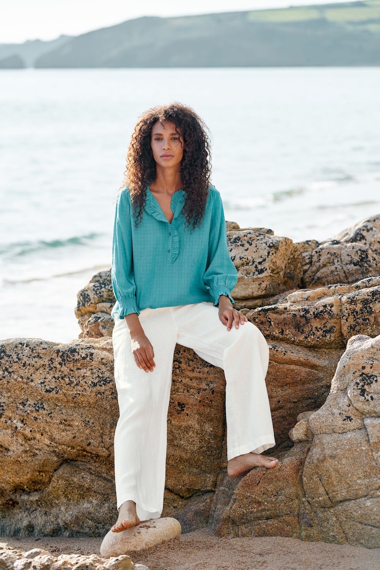 Seasalt Cornwall White Tide Flow 100% Linen Trousers - Image 1 of 6