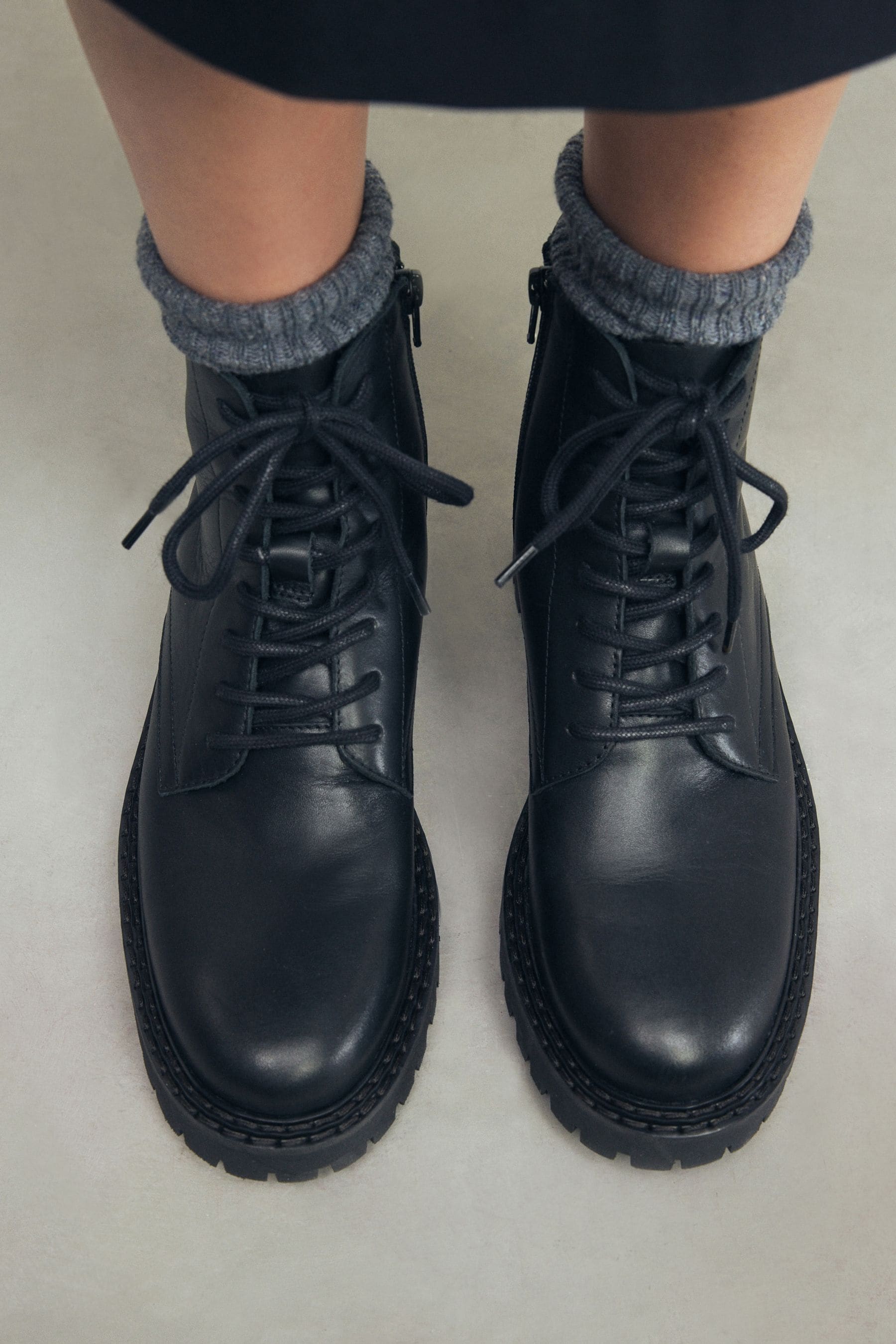 Buy Black Premium Leather Lace Up Boots from the Next UK online shop