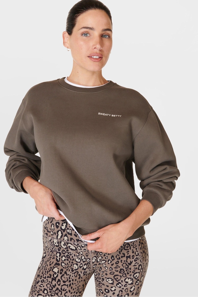 Sweaty Betty Dark Timber Brown Powerhouse Sweatshirt - Image 1 of 6