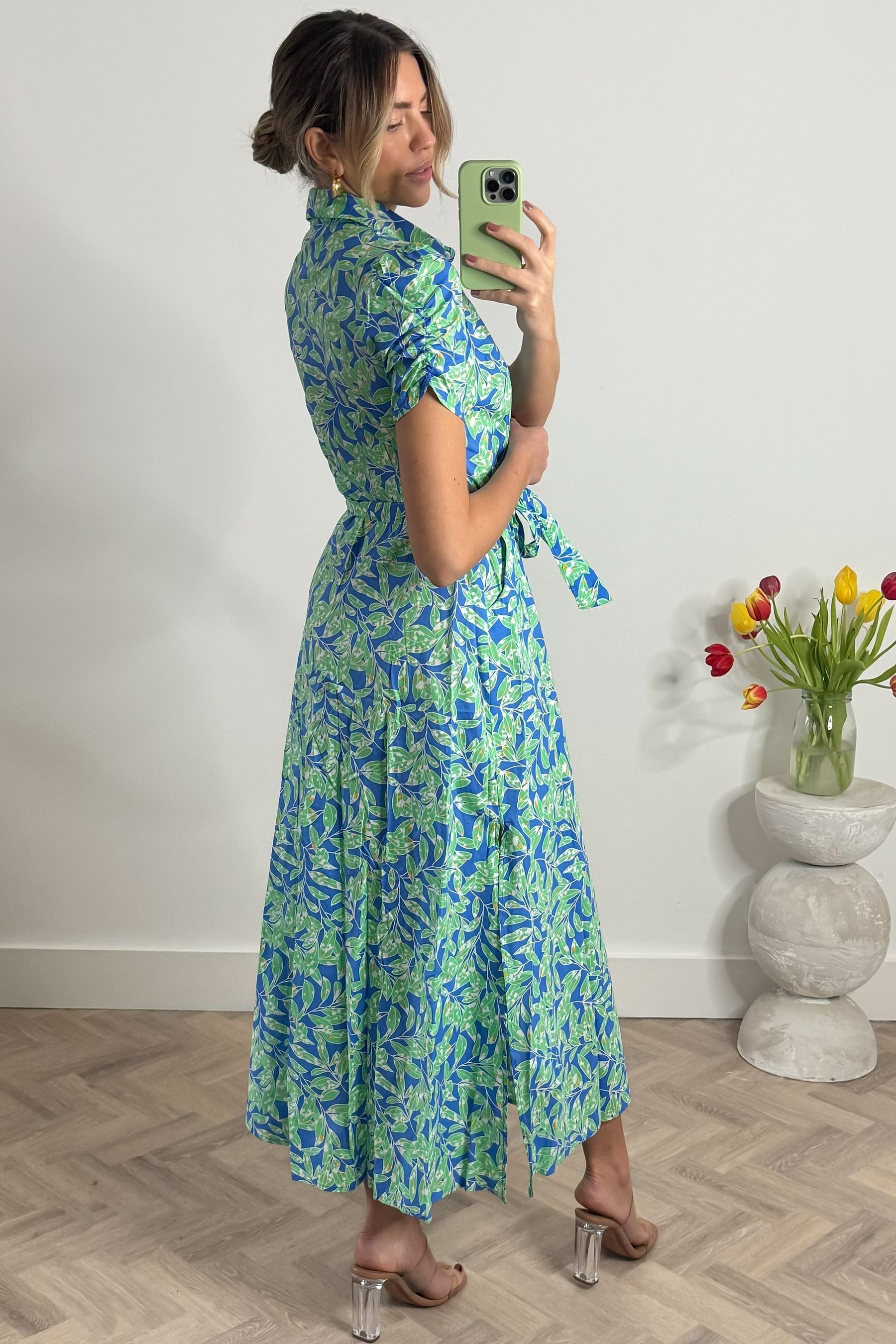 Buy Jolie Moi Green 100 Cotton Short Sleeve Maxi Shirt Dress from Next Luxembourg