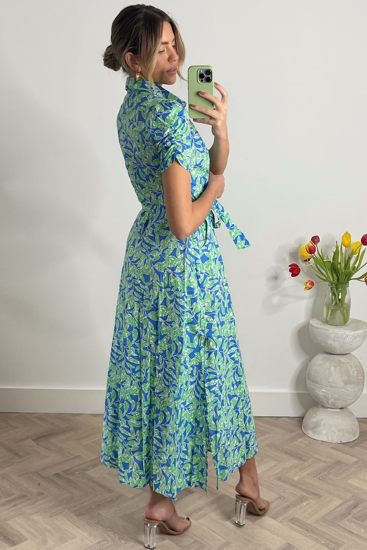 Jolie Moi Green 100% Cotton Short Sleeve Maxi Shirt Dress - Image 2 of 6