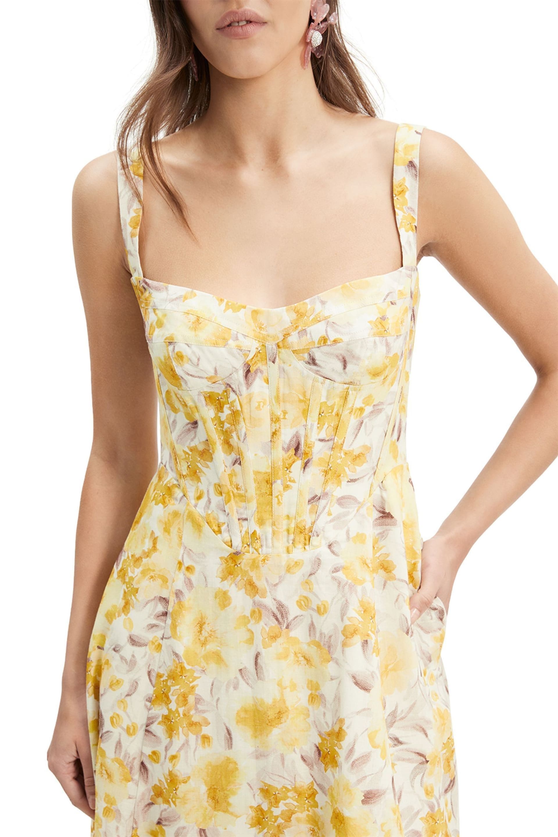 Bardot Yellow Lilah Corset Midi Dress - Image 3 of 5