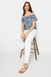 Long Tall Sally Blue Floral Print Button Detail Bardot Top - Image 2 of 5