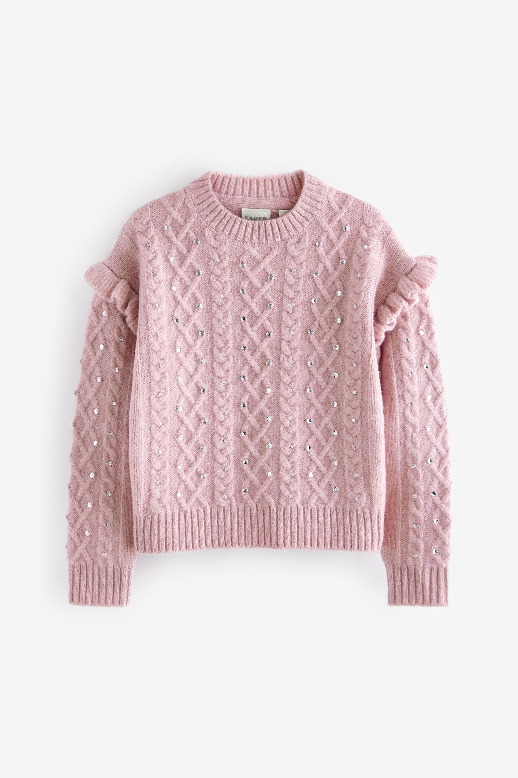 Buy Baker by Ted Baker Cream Frill Shoulder Pearl Knit Jumper from Next Luxembourg
