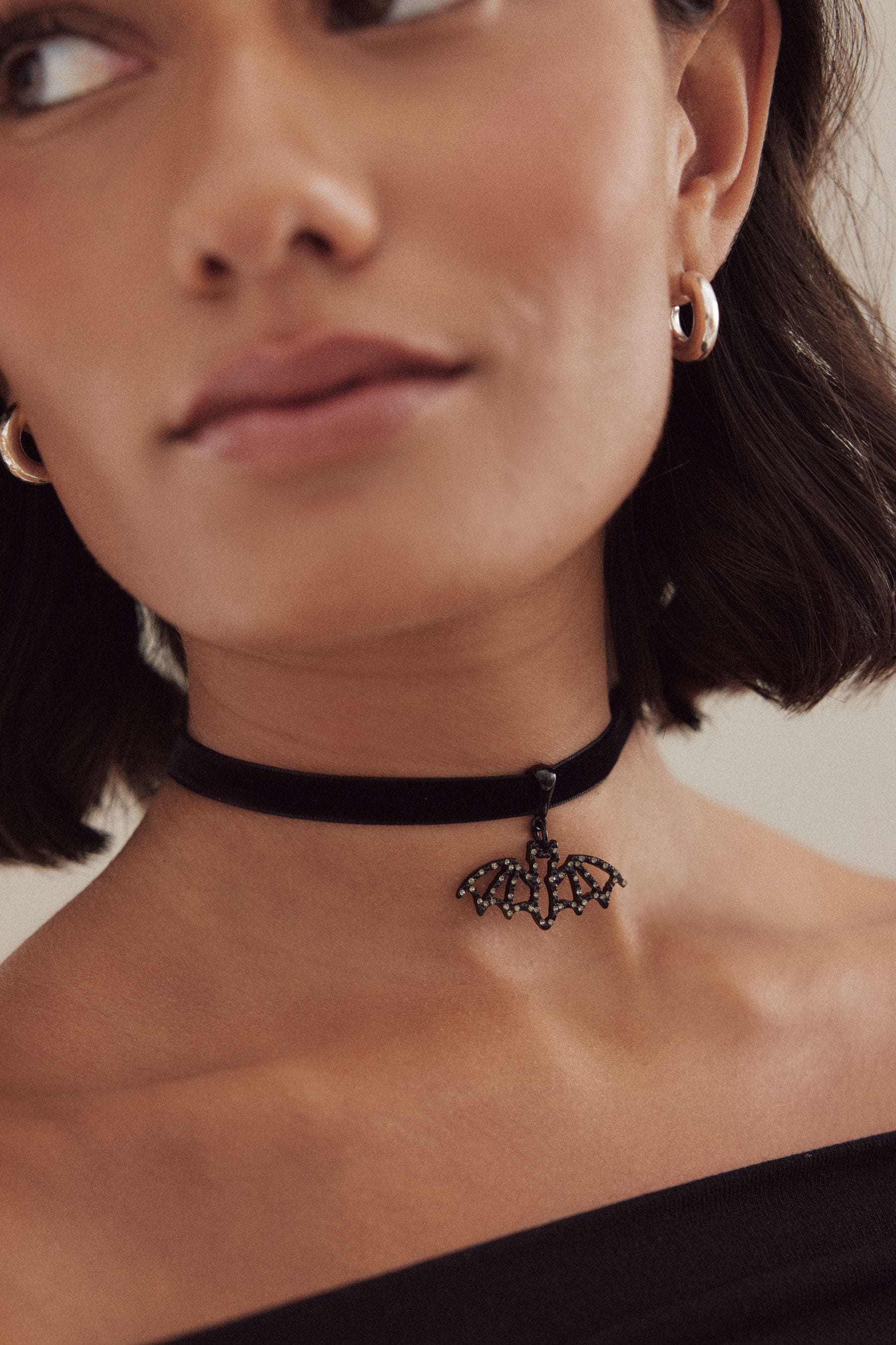 NEXT Black Halloween Bat Choker Necklace one Womens