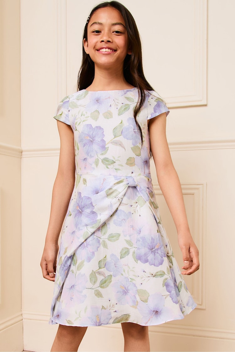 Lipsy White Floral Side Bow Skater Dress (5-16yrs) - Image 1 of 4