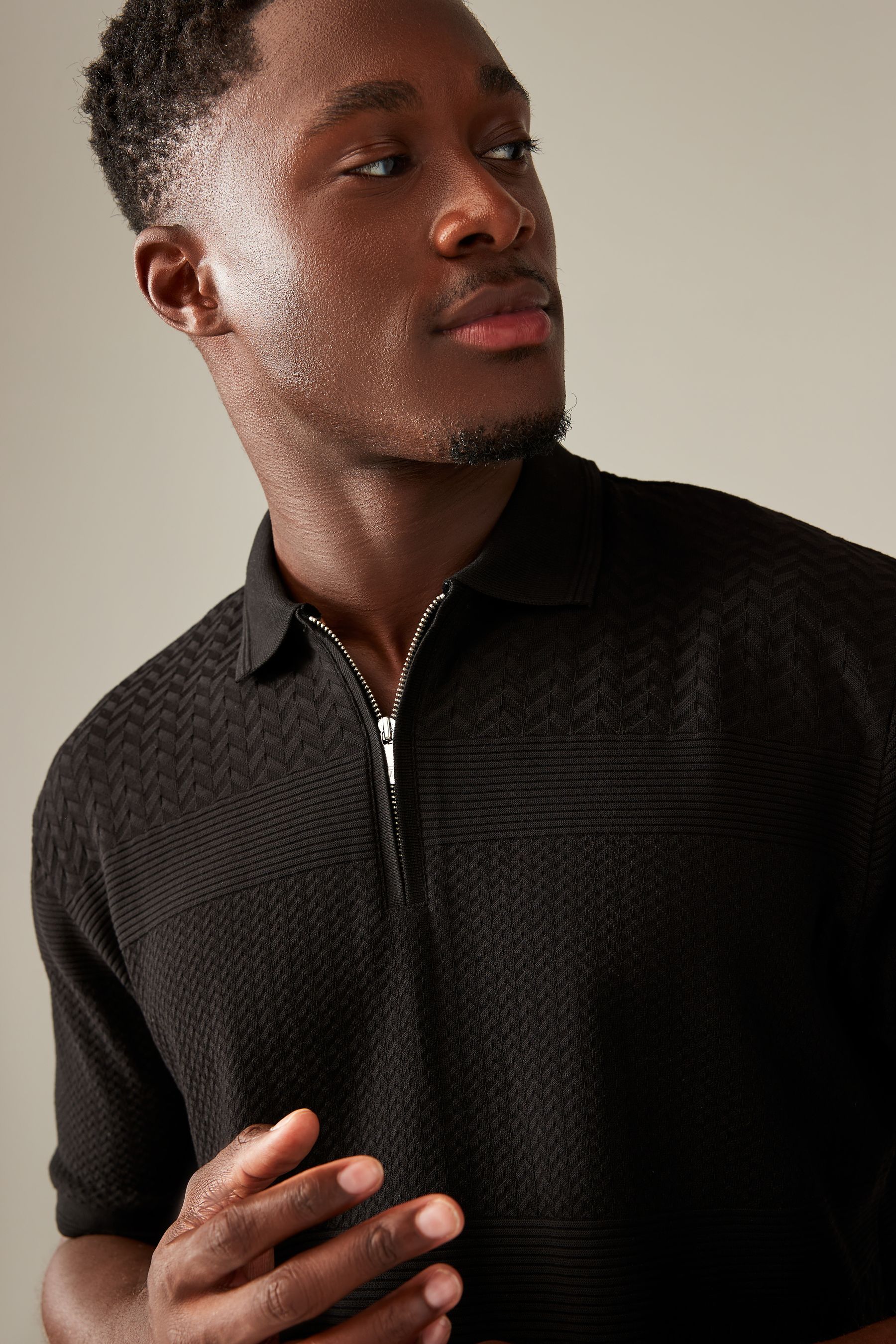 Black polo quarter zip top