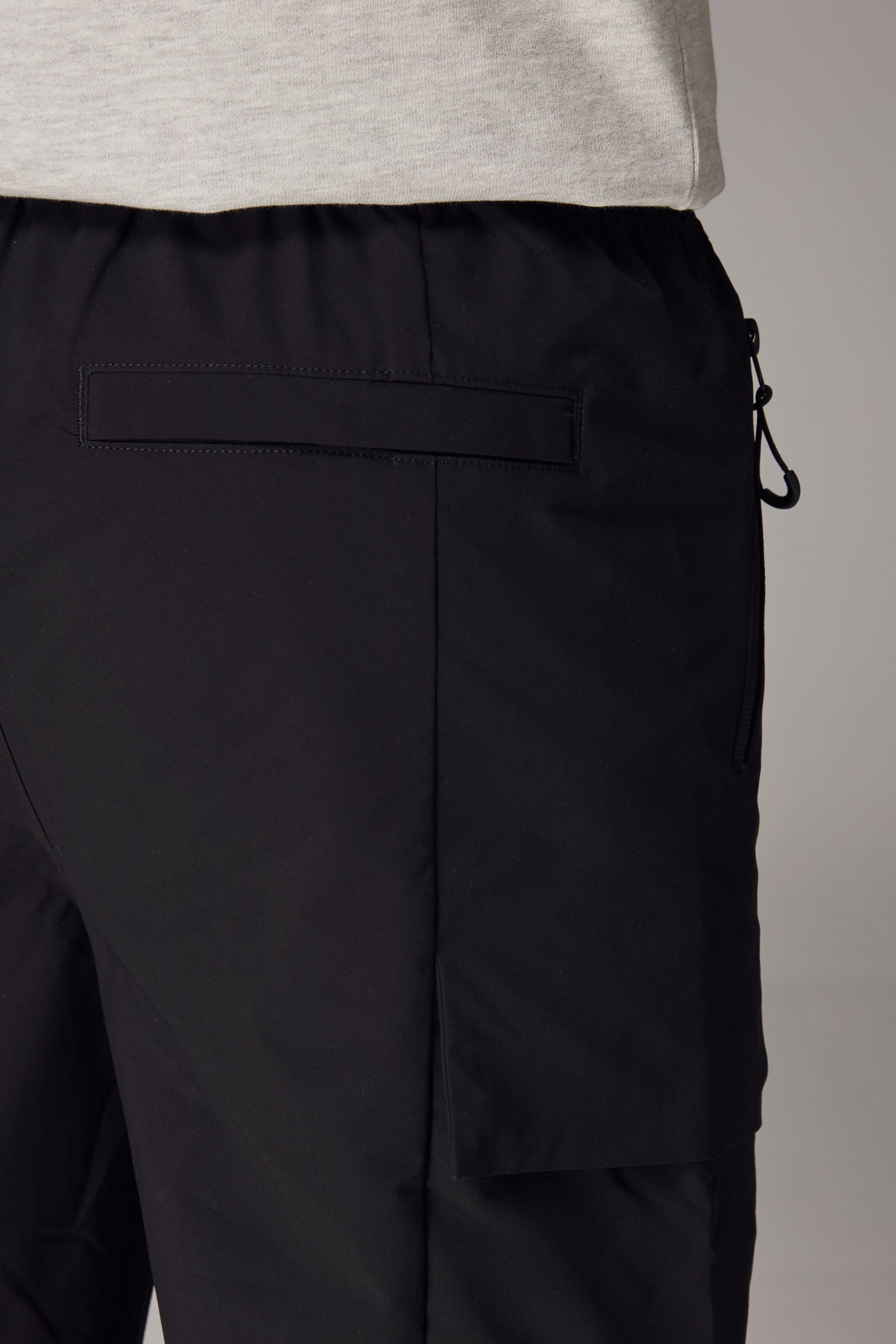 Black Relaxed Fit Tech Utility Pocket Cargo Trousers