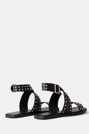 Mint Velvet Black Black Leather Stud Sandals - Image 2 of 5