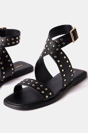 Mint Velvet Black Black Leather Stud Sandals - Image 3 of 5
