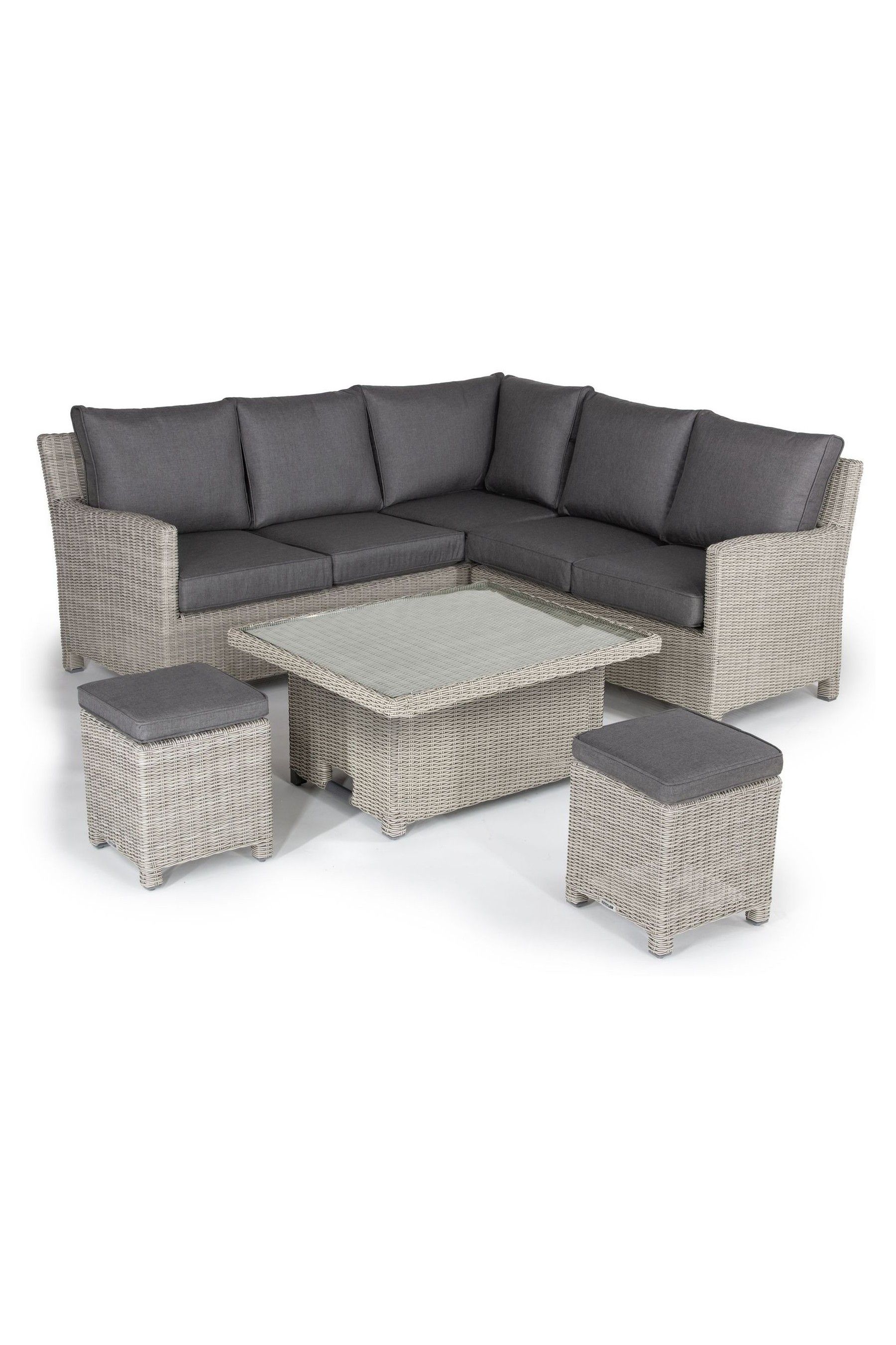 Buy Kettler White Wash Palma Garden Mini Corner Set With Glass Top Table from the Next UK online shop