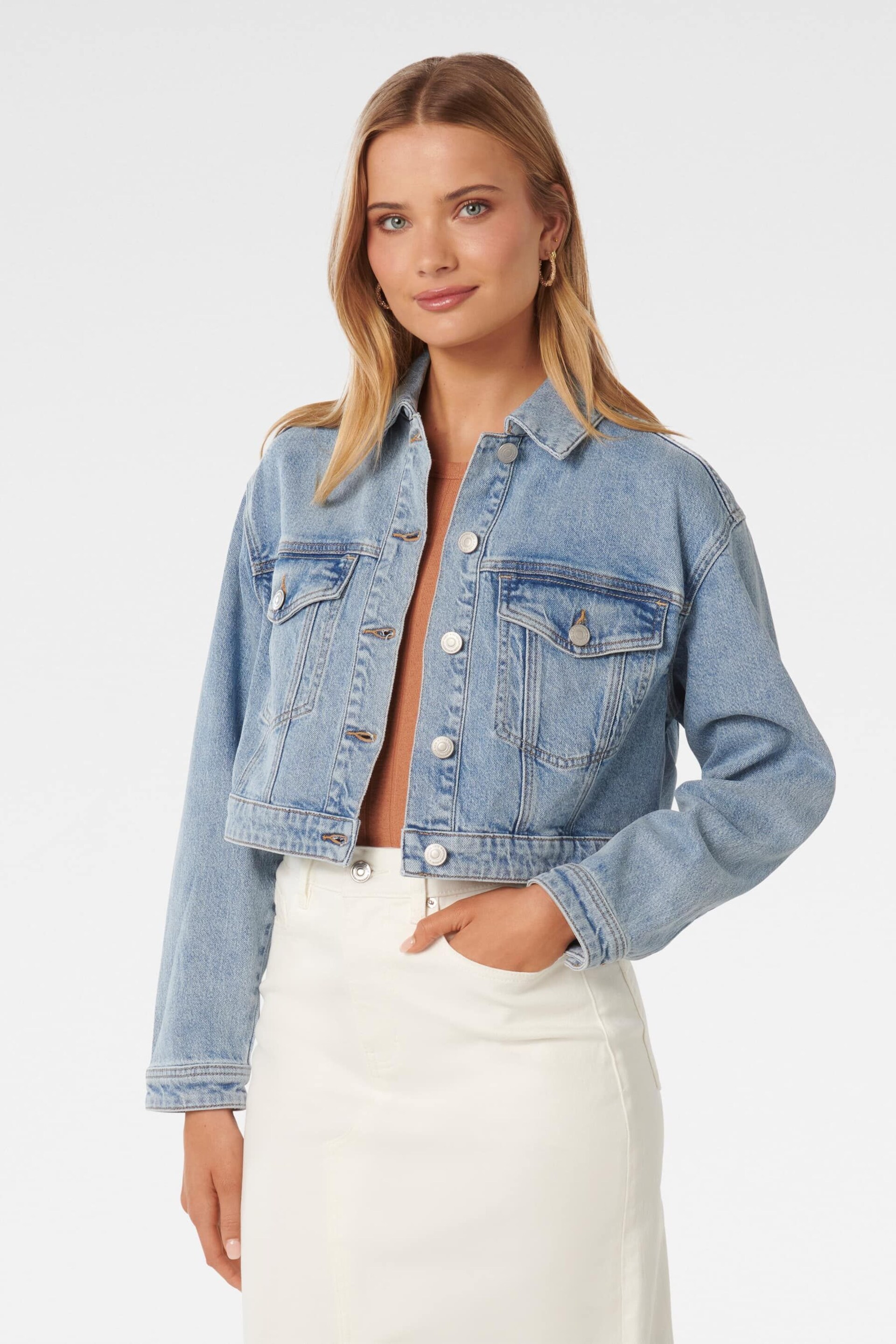 Forever New Blue Keira Cropped Jacket - Image 3 of 5
