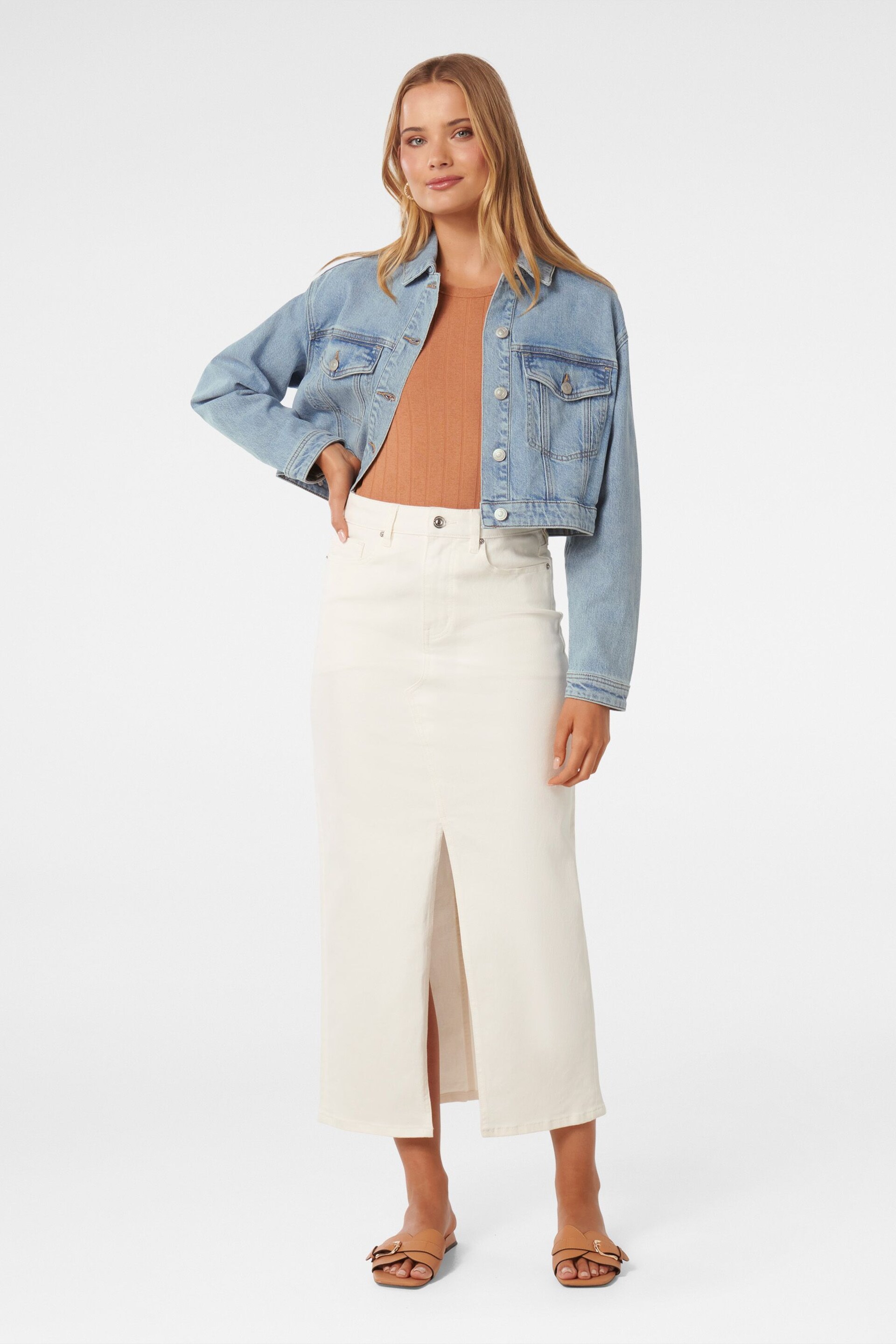 Forever New Blue Keira Cropped Jacket - Image 5 of 5