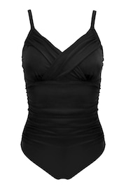 Pour Moi Black Ruched Tummy Control Swimsuit - Image 3 of 4