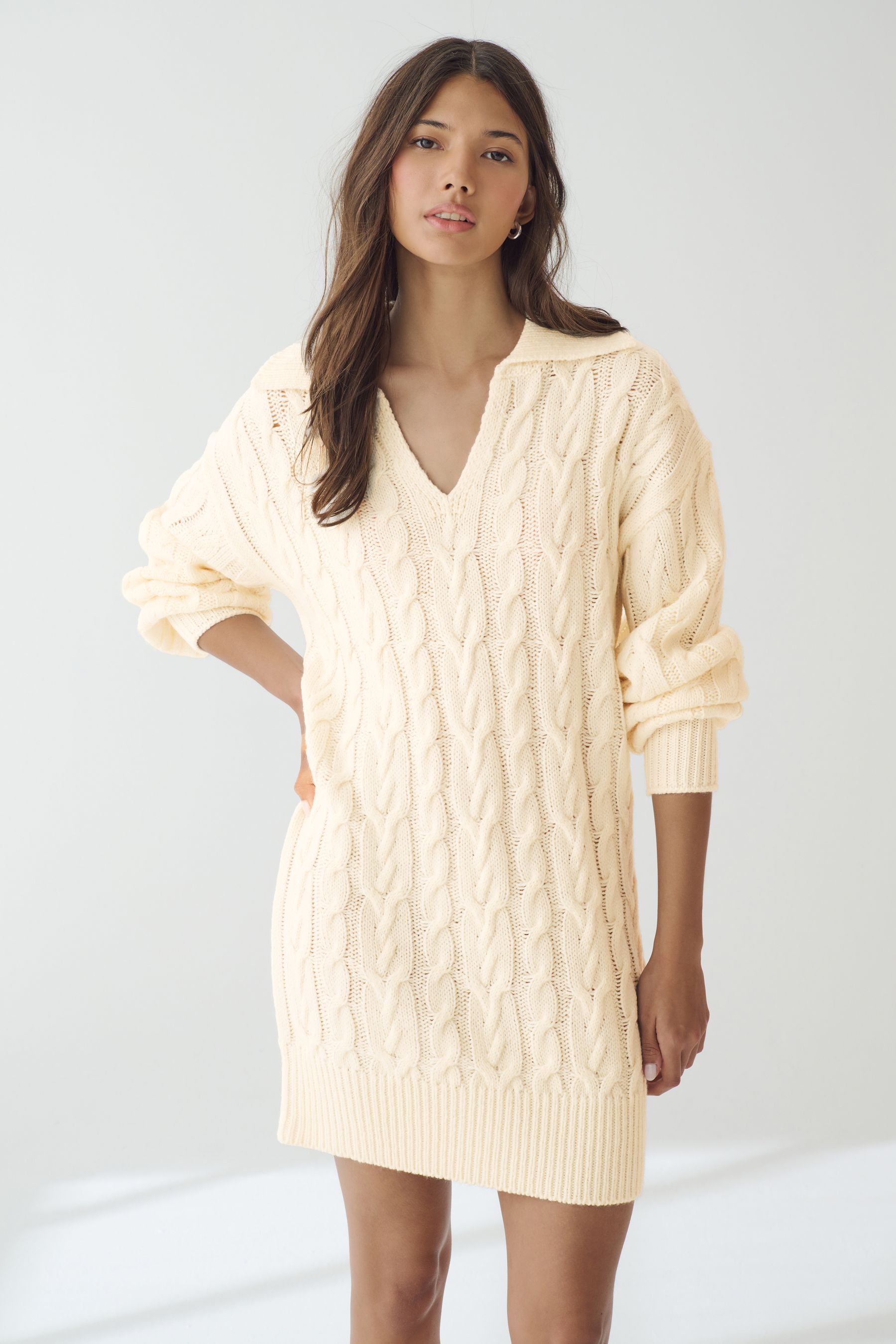 V neck knitted dress store