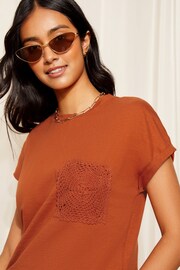 Friends Like These Orange Short Sleeve Crochet Pocket T-Shirt - Image 3 of 4