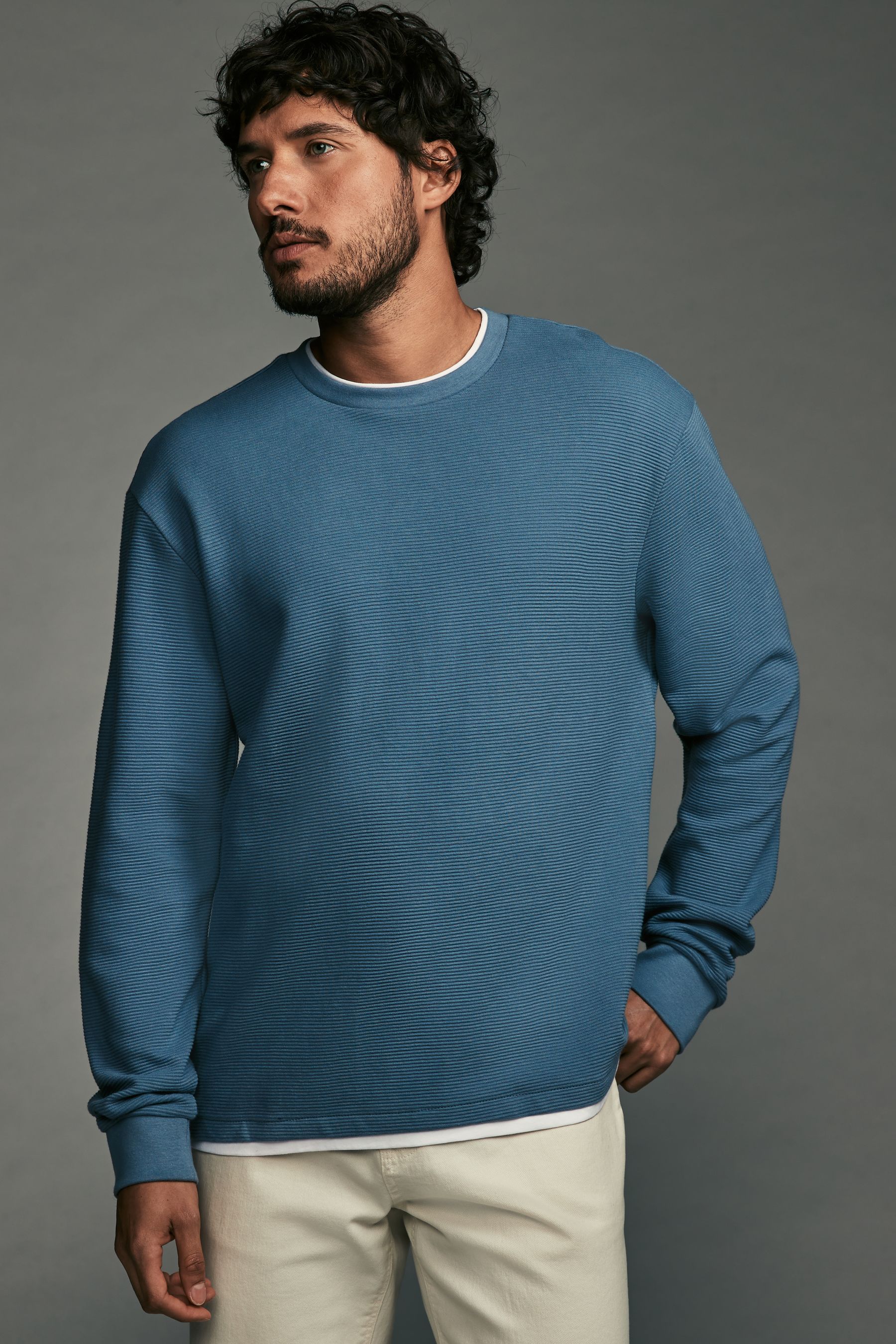 Buy Blue Texture Long Sleeve Mock Layer 100 Cotton Jumper from the Next UK online shop