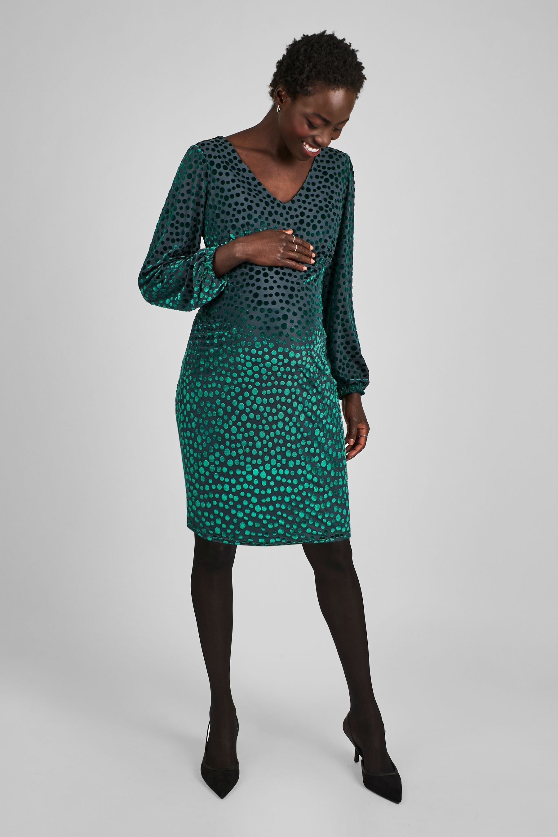 Buy JoJo Maman Bebe Teal Devore Spot Maternity Mini Dress from Next Luxembourg