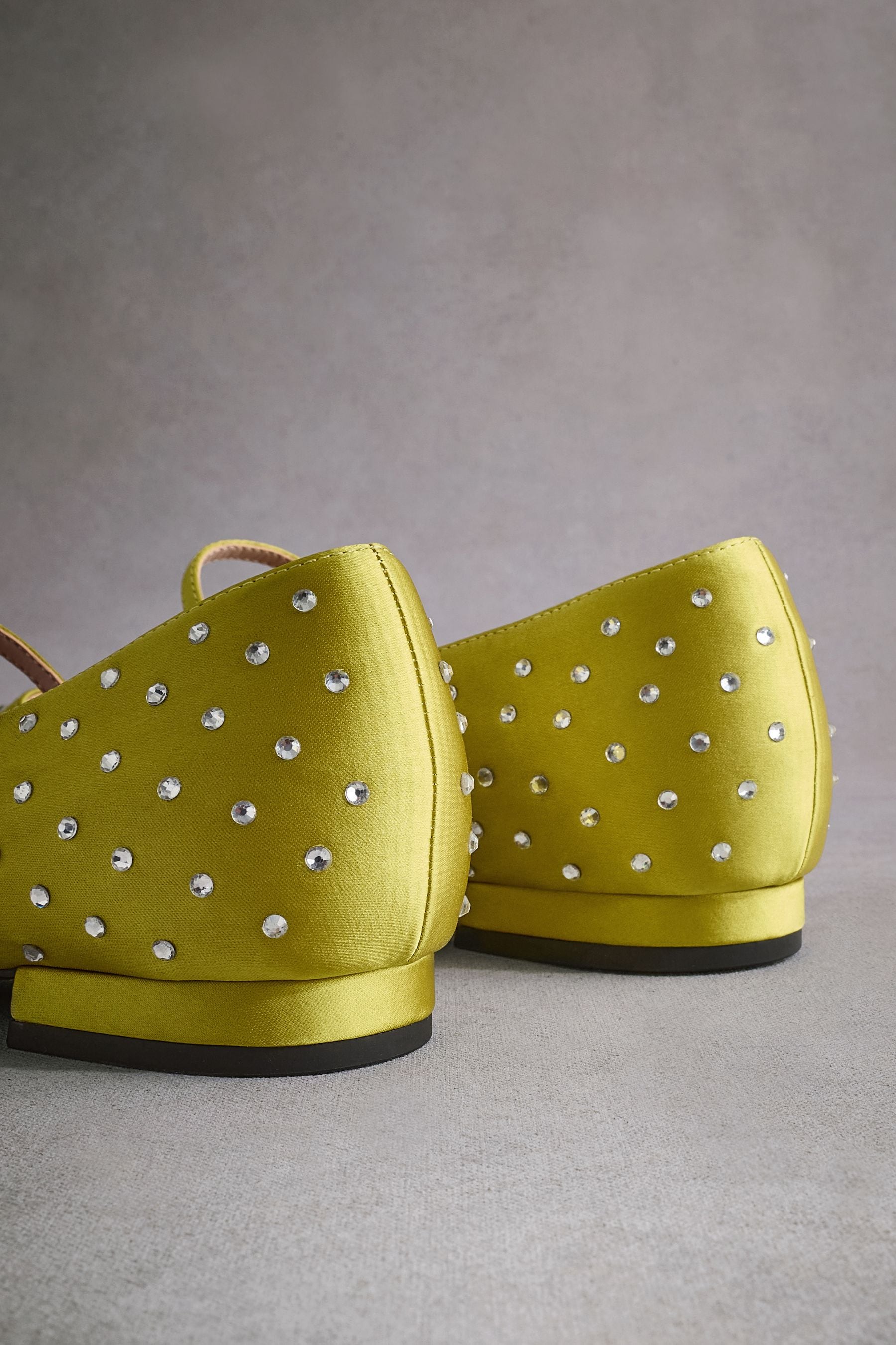 Yellow Tabitha Simmons Hai Studded Point Toe Mary Jane Shoes