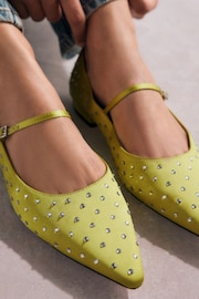 Yellow Tabitha Simmons Hai Studded Point Toe Mary Jane Shoes - Image 3 of 10