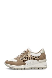 Rieker Womens Wide Fit Cream Zipper Trainers - Image 1 of 10