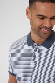 Threadbare White Cotton Polo Shirt With Herringbone Detail Collar - Image 4 of 4