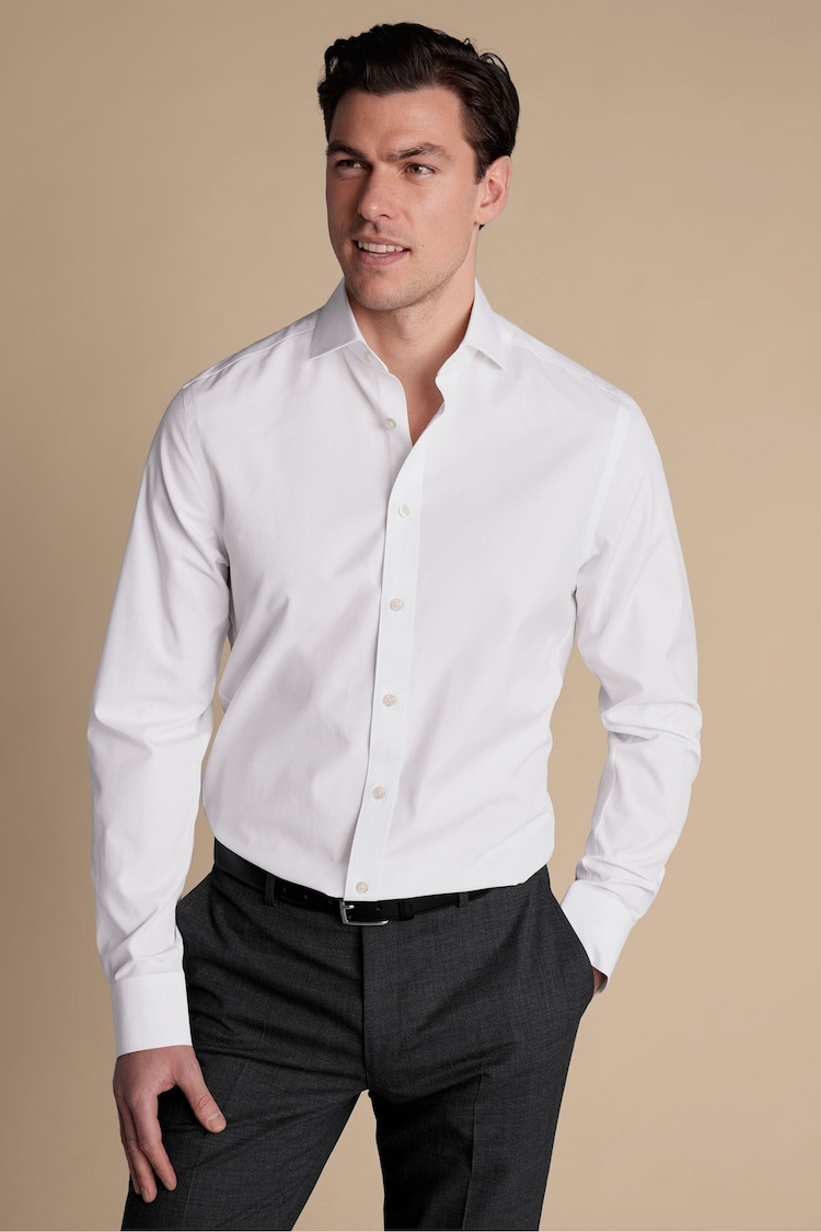 Charles Tyrwhitt White Slim Fit Cutaway Collar Non Iron Poplin Shirt - Image 1 of 1