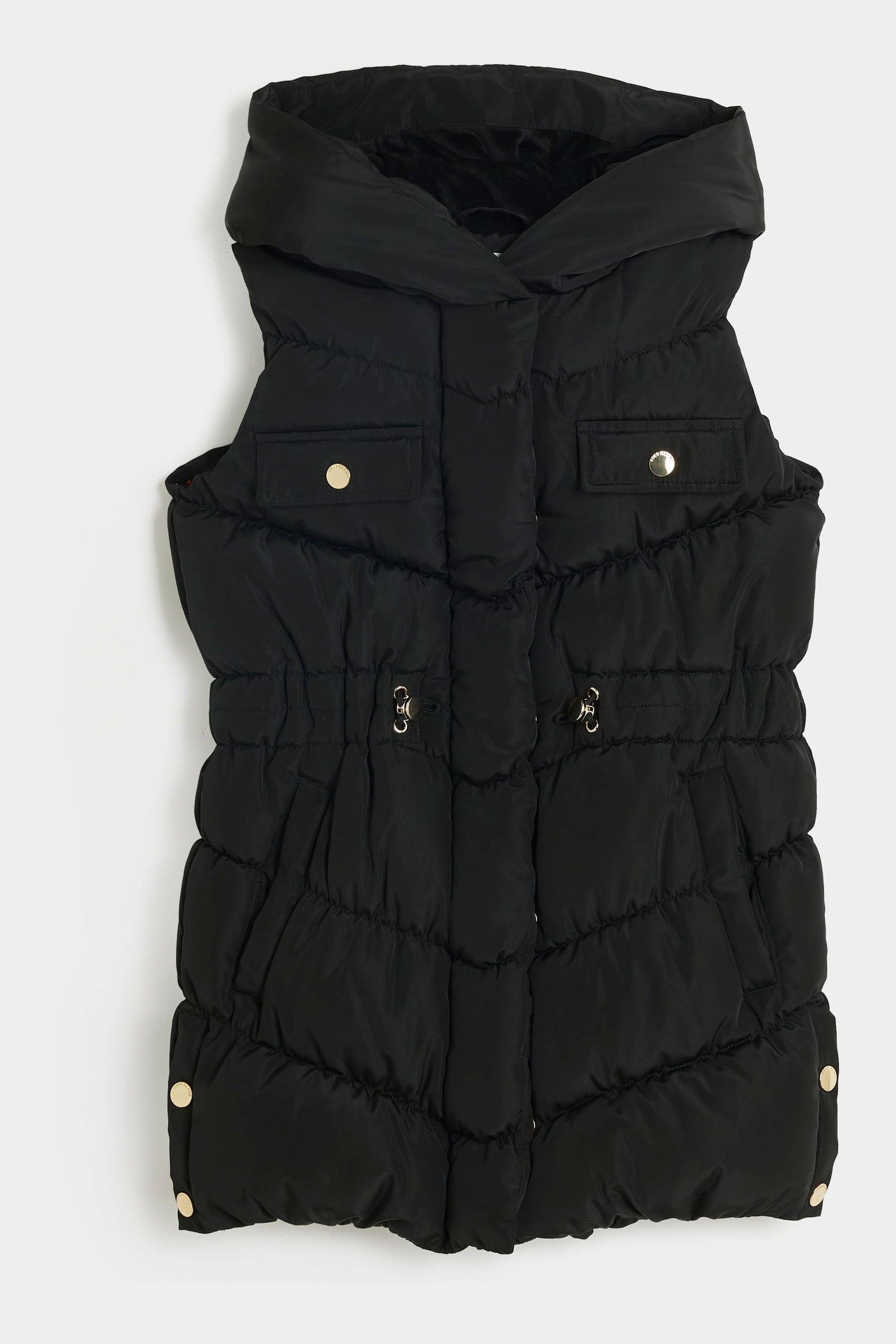 River Island Girls Faux Fur Hooded Gilet