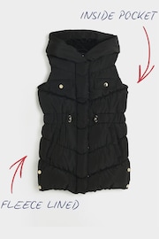 River Island Black Girls Faux Fur Hooded Gilet - Image 3 of 5