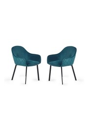 Julian Bowen Set of 2 Blue Lima Dining Chairs - Image 2 of 6