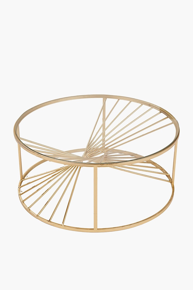 Buy Pacific Gold Liberty Glass and Gold Metal Round Coffee Table from ...