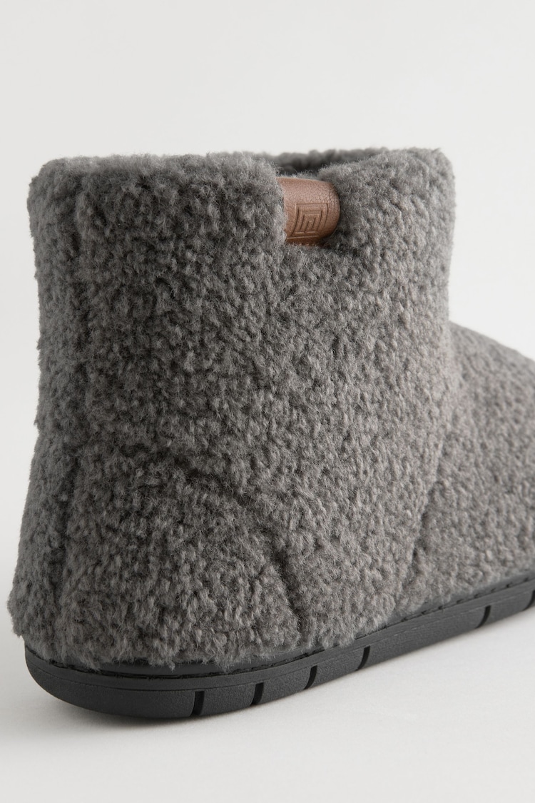 Charcoal Grey Borg Boot Slippers - Image 5 of 5