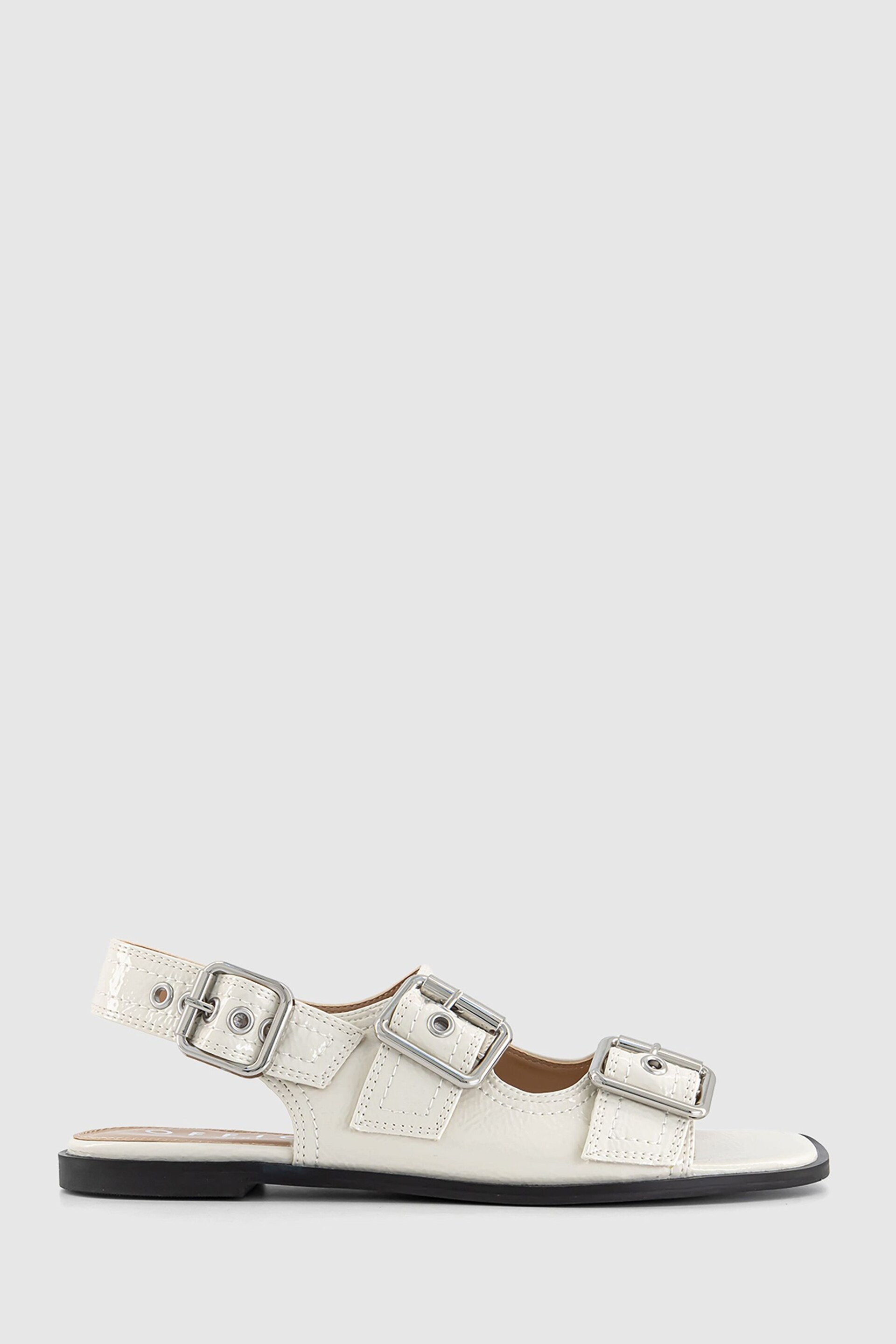 Office White Stealth Double Buckle Contrast Stitch Sandals - Image 1 of 3