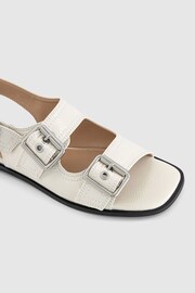 Office White Stealth Double Buckle Contrast Stitch Sandals - Image 2 of 3