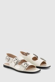 Office White Stealth Double Buckle Contrast Stitch Sandals - Image 3 of 3