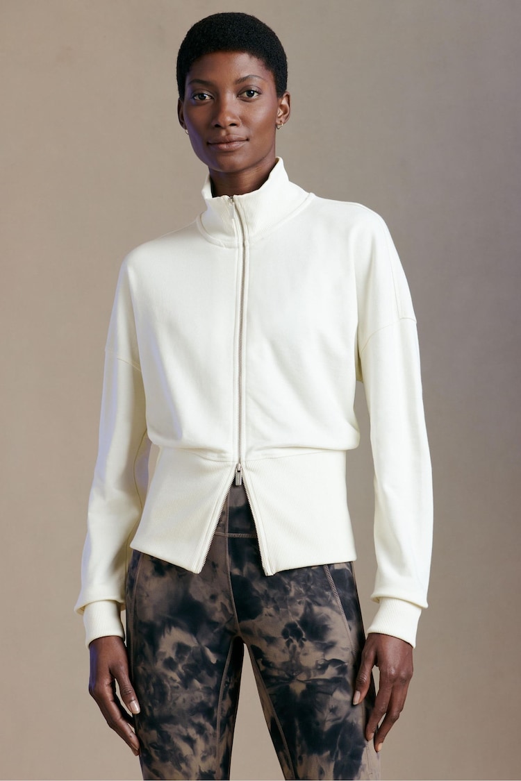 Sweaty Betty Lily White After Class Zip-Up Rib Sweatshirt - Image 1 of 8