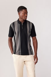 Black/White Vertical stripe Polo Shirt - Image 1 of 8